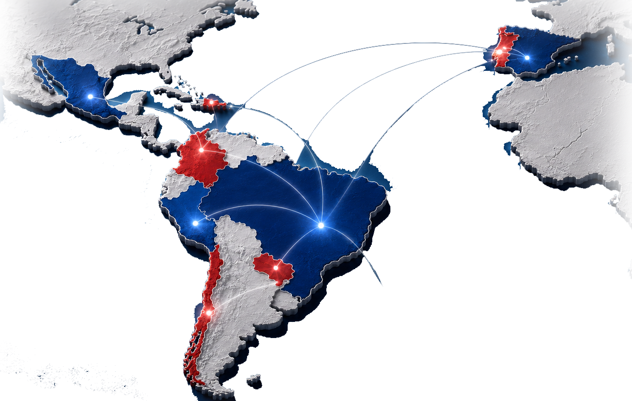 Mapa da rede de associações ibero-americanas